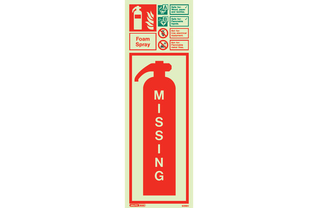 Photoluminescent Missing Fire Extinguisher Sign